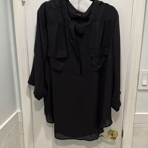 Torrid Black Relaxed Tie Front Blouse